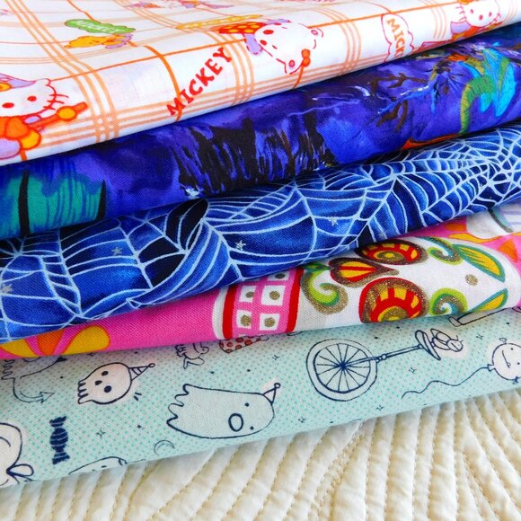 Lil Monsters Tricks & Treats Party Cotton Steel Halloween ghost cat fabric BTHY - Picture 1 of 16